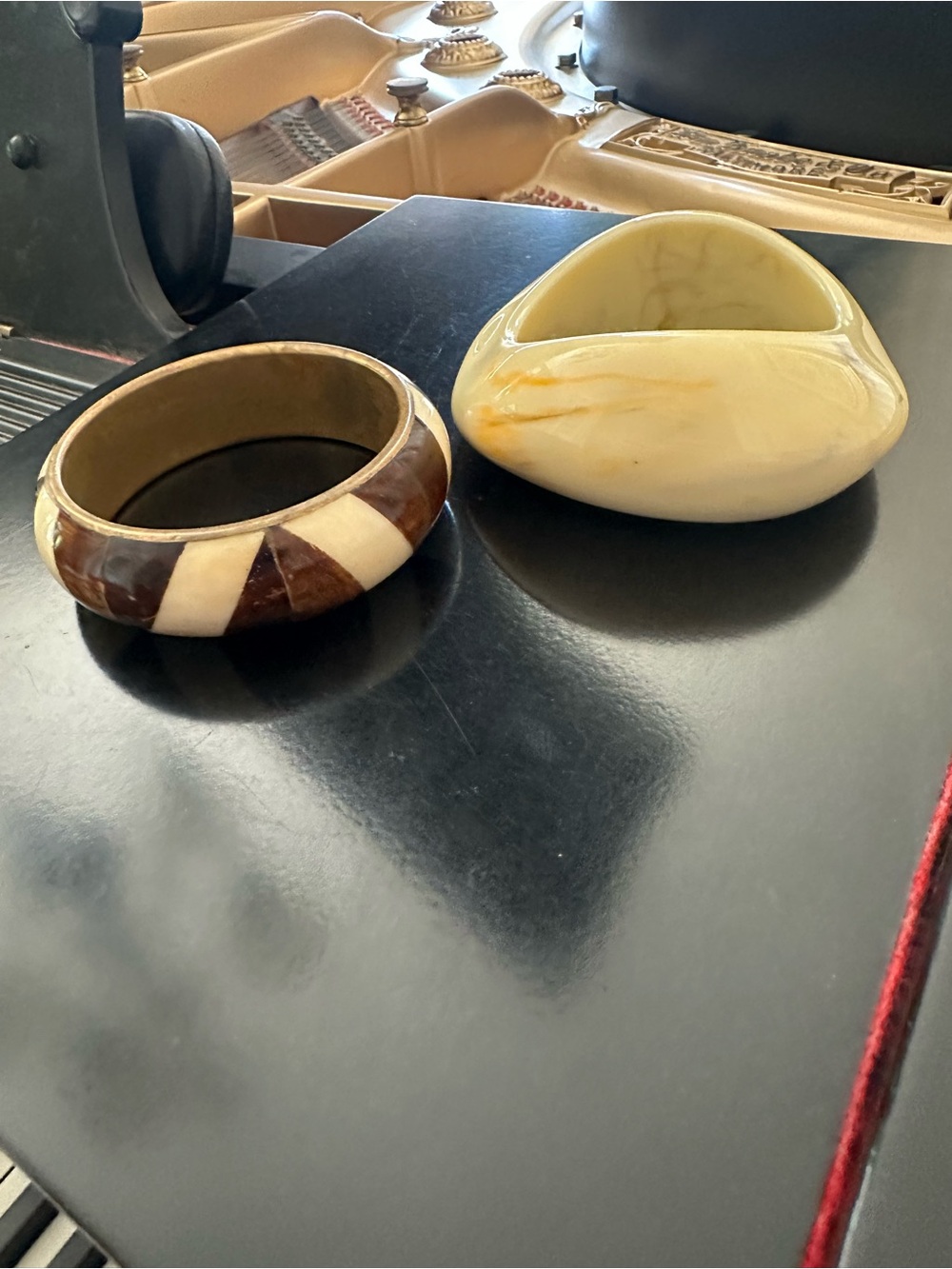 Set of Vintage Bangles: Cream Polished Bone Bangle Safari Bangle African Boho